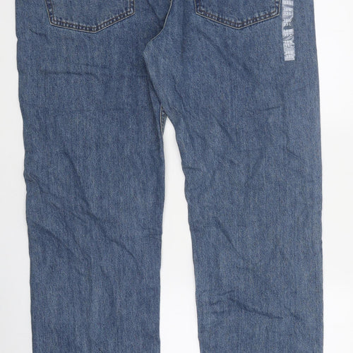 Preworn Mens Blue Cotton Straight Jeans L33 in Regular Zip