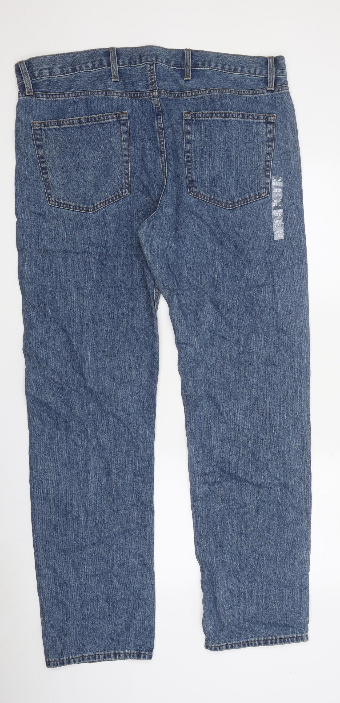Preworn Mens Blue Cotton Straight Jeans L33 in Regular Zip