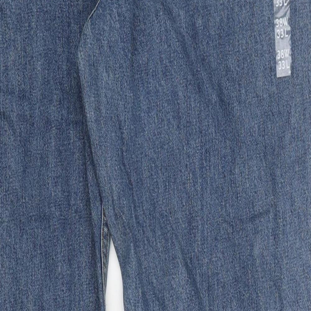 Preworn Mens Blue Cotton Straight Jeans L33 in Regular Zip