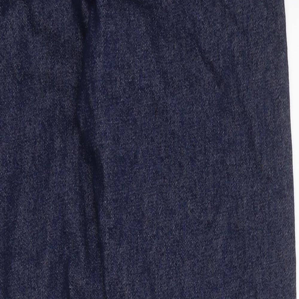 Marks and Spencer Mens Blue Cotton Tapered Jeans Size 30 in L33 in Regular Zip