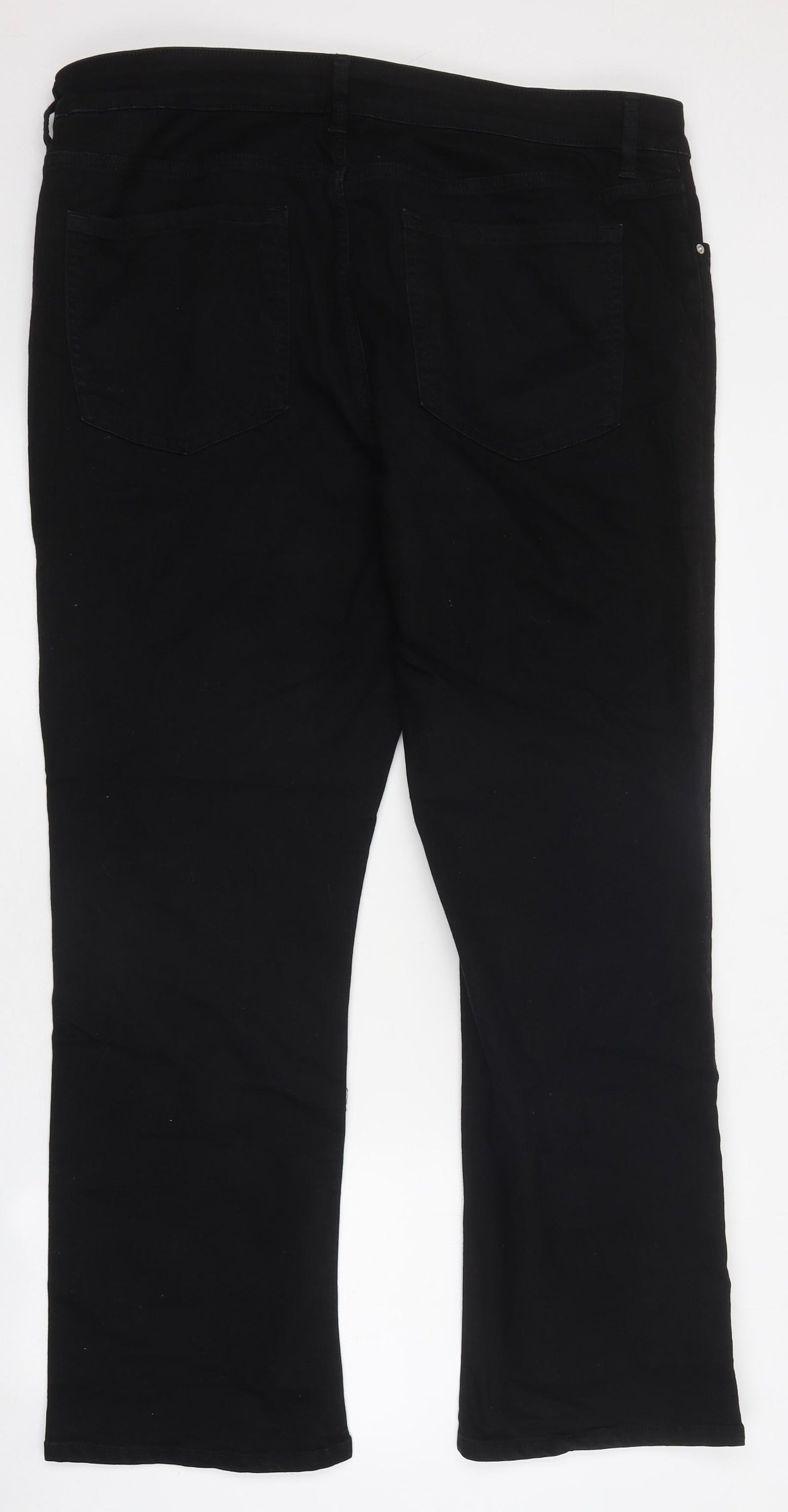 Marks and Spencer Womens Black 100% Cotton Bootcut Jeans Size 20 L30 in Regular Zip