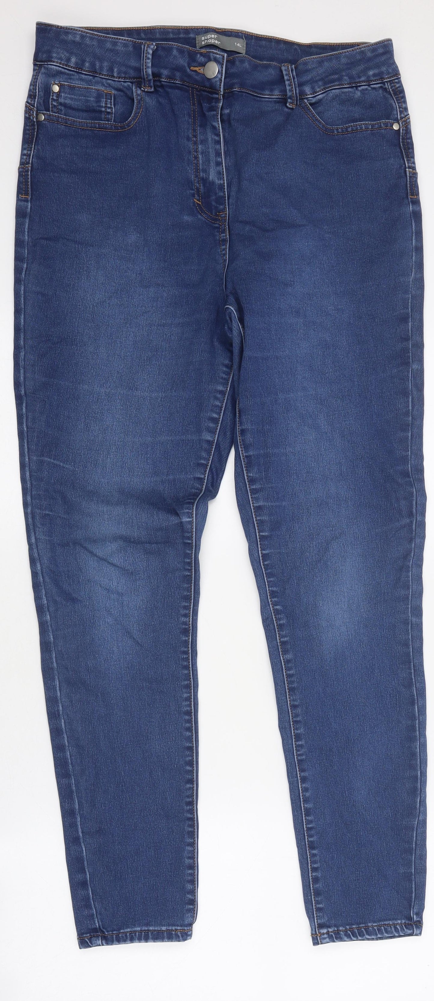 Nutmeg Womens Blue 100% Cotton Skinny Jeans Size 14 L30 in Regular Zip
