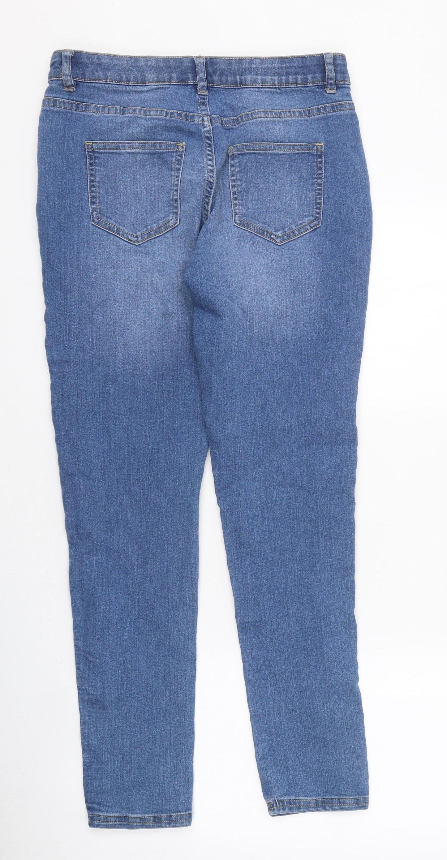 Marks and Spencer Girls Blue Cotton Skinny Jeans Size 13-14 Years Regular Zip