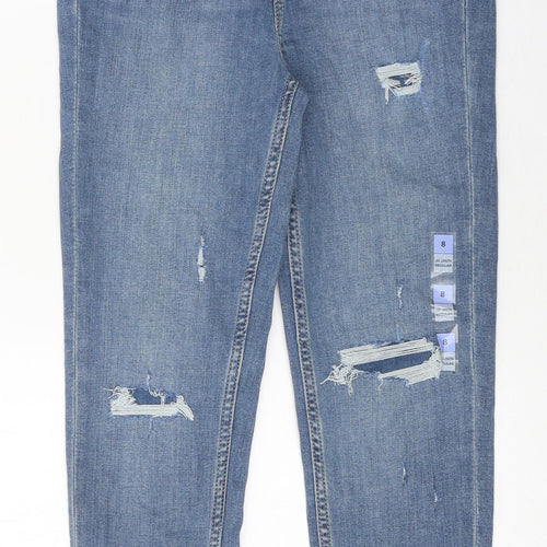 Marks and Spencer Womens Blue 100% Cotton Skinny Jeans Size 9 Months L25 in Regular Zip