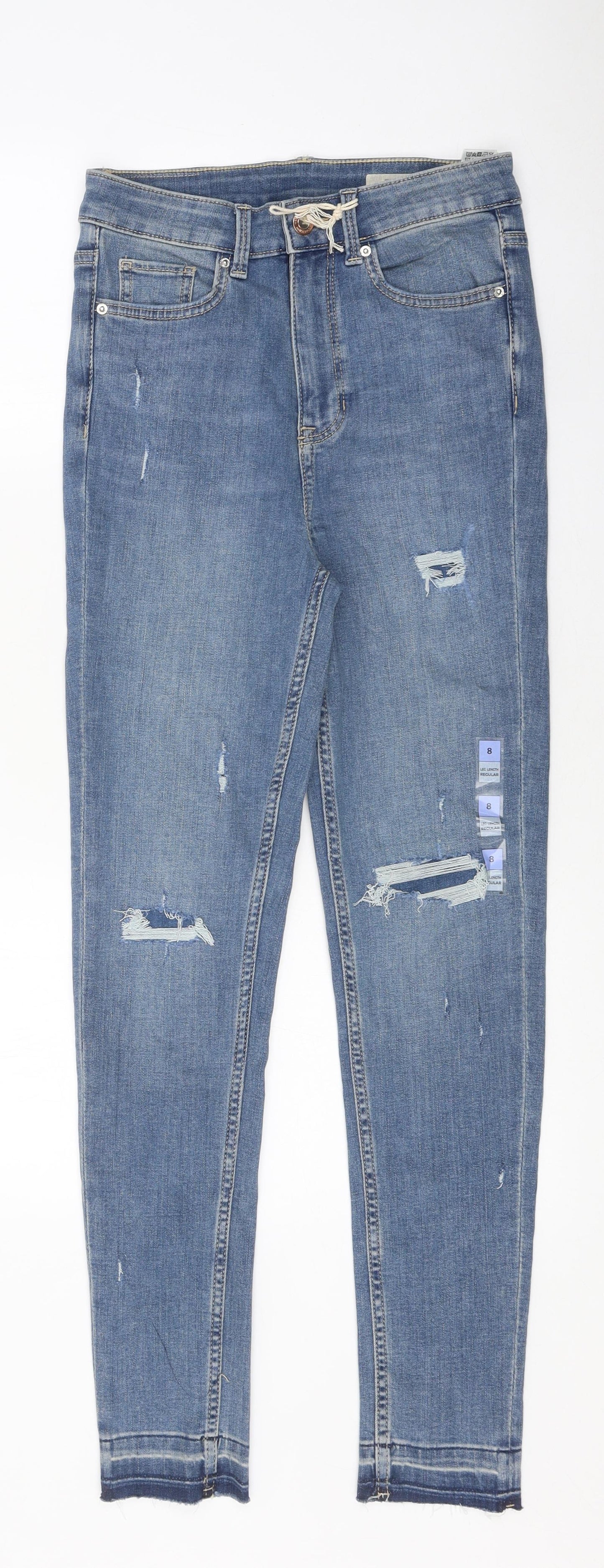 Marks and Spencer Womens Blue 100% Cotton Skinny Jeans Size 9 Months L25 in Regular Zip