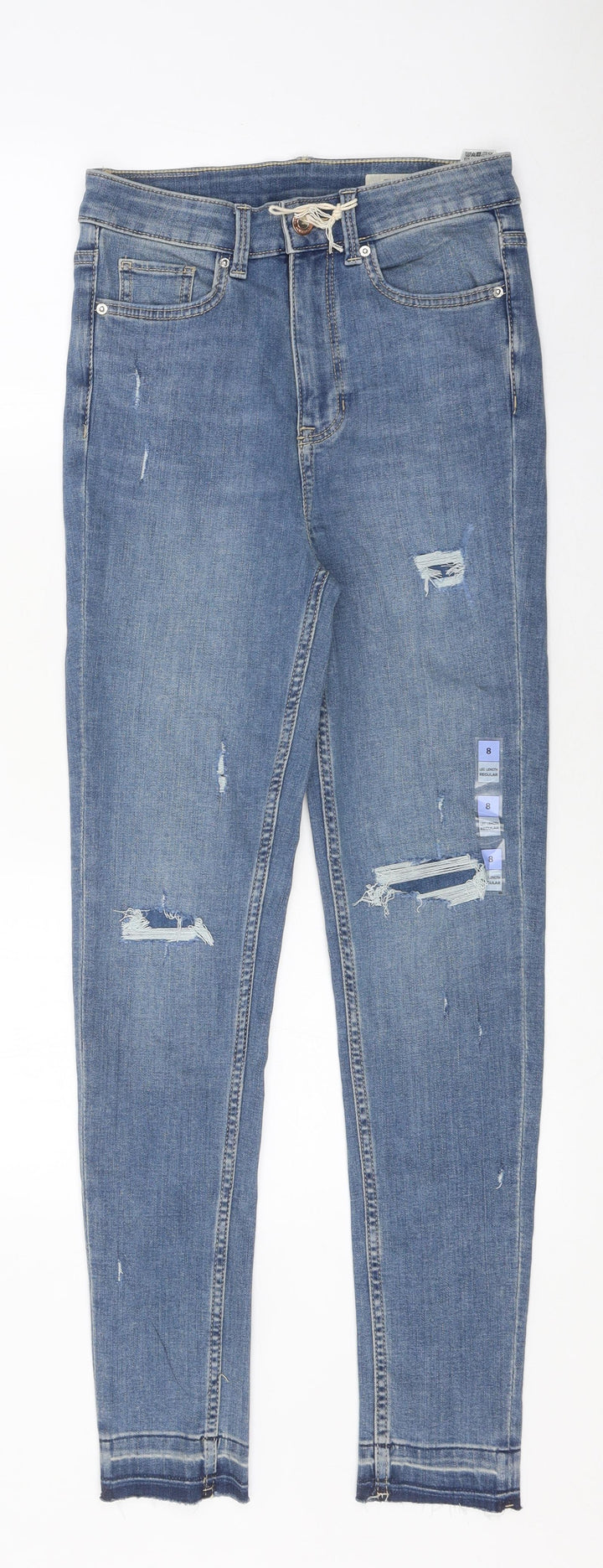 Marks and Spencer Womens Blue 100% Cotton Skinny Jeans Size 9 Months L25 in Regular Zip