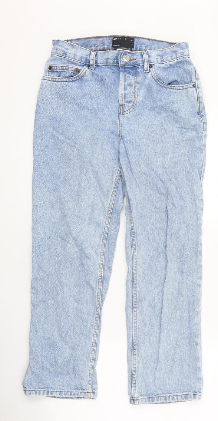 Marks and Spencer Womens Blue 100% Cotton Straight Jeans Size 26 in L26 in Regular Zip