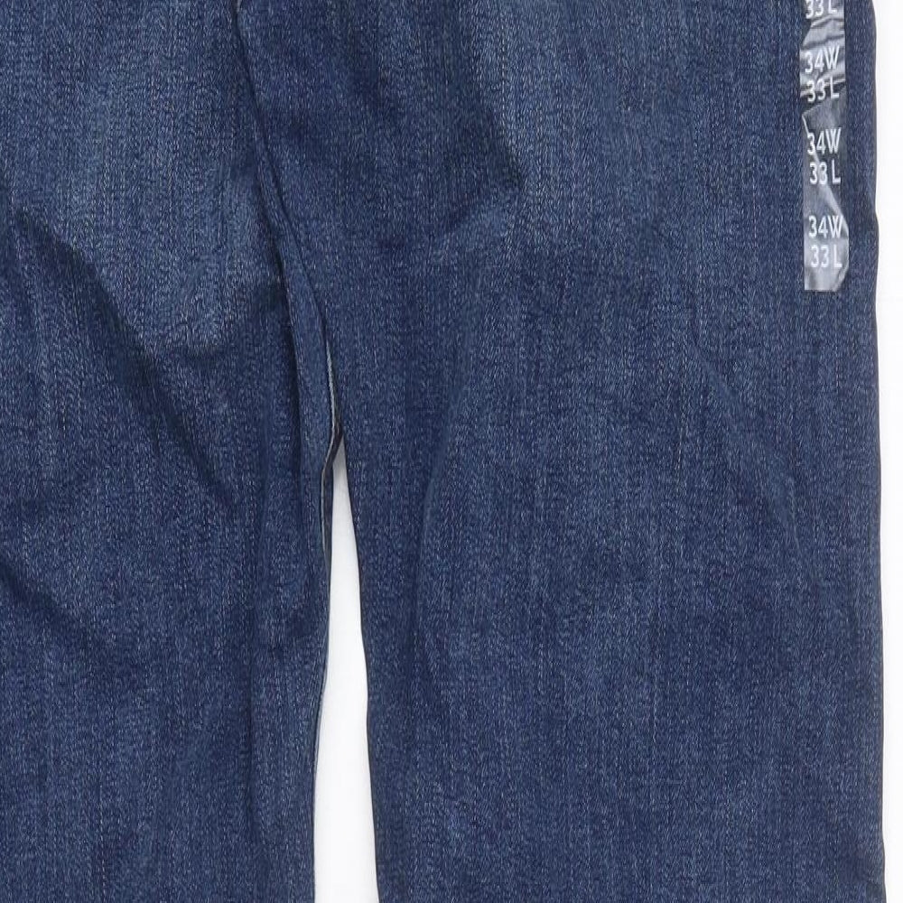 Marks and Spencer Mens Blue Cotton Skinny Jeans Size 34 in L33 in Slim Zip