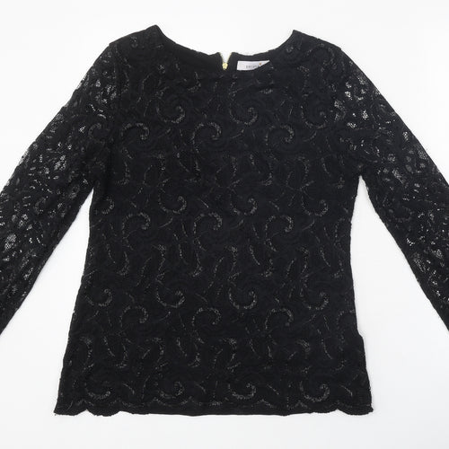 Per Una Womens Black Polyester Basic T-Shirt Size 12 Round Neck