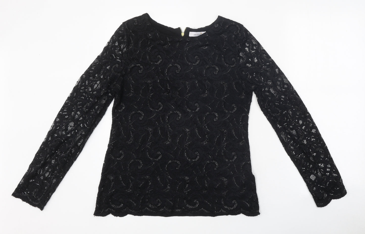 Per Una Womens Black Polyester Basic T-Shirt Size 12 Round Neck