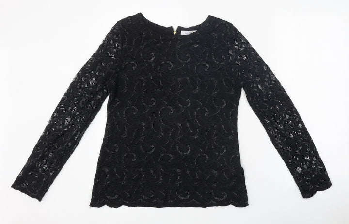 Per Una Womens Black Polyester Basic T-Shirt Size 12 Round Neck