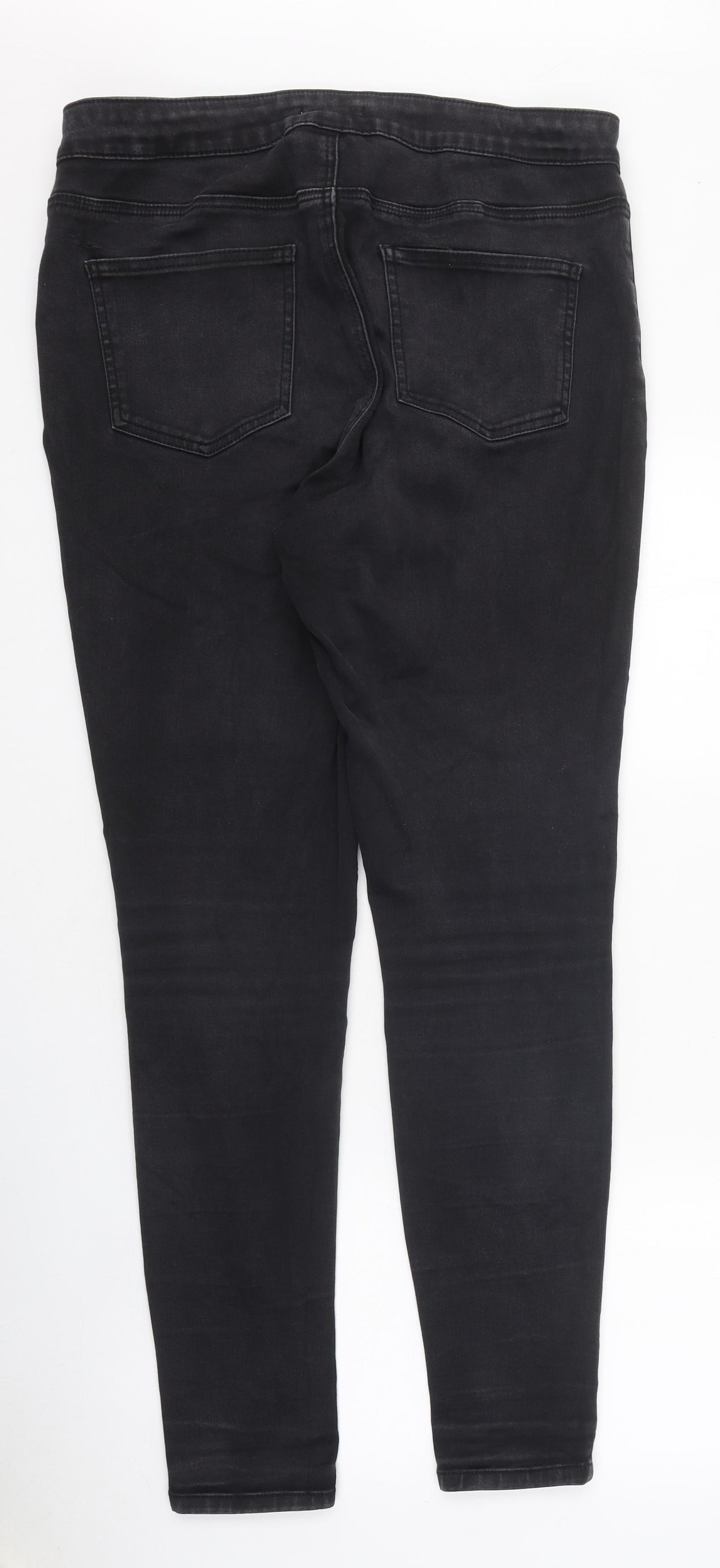 TU Womens Black 100% Cotton Skinny Jeans Size 16 Regular Zip