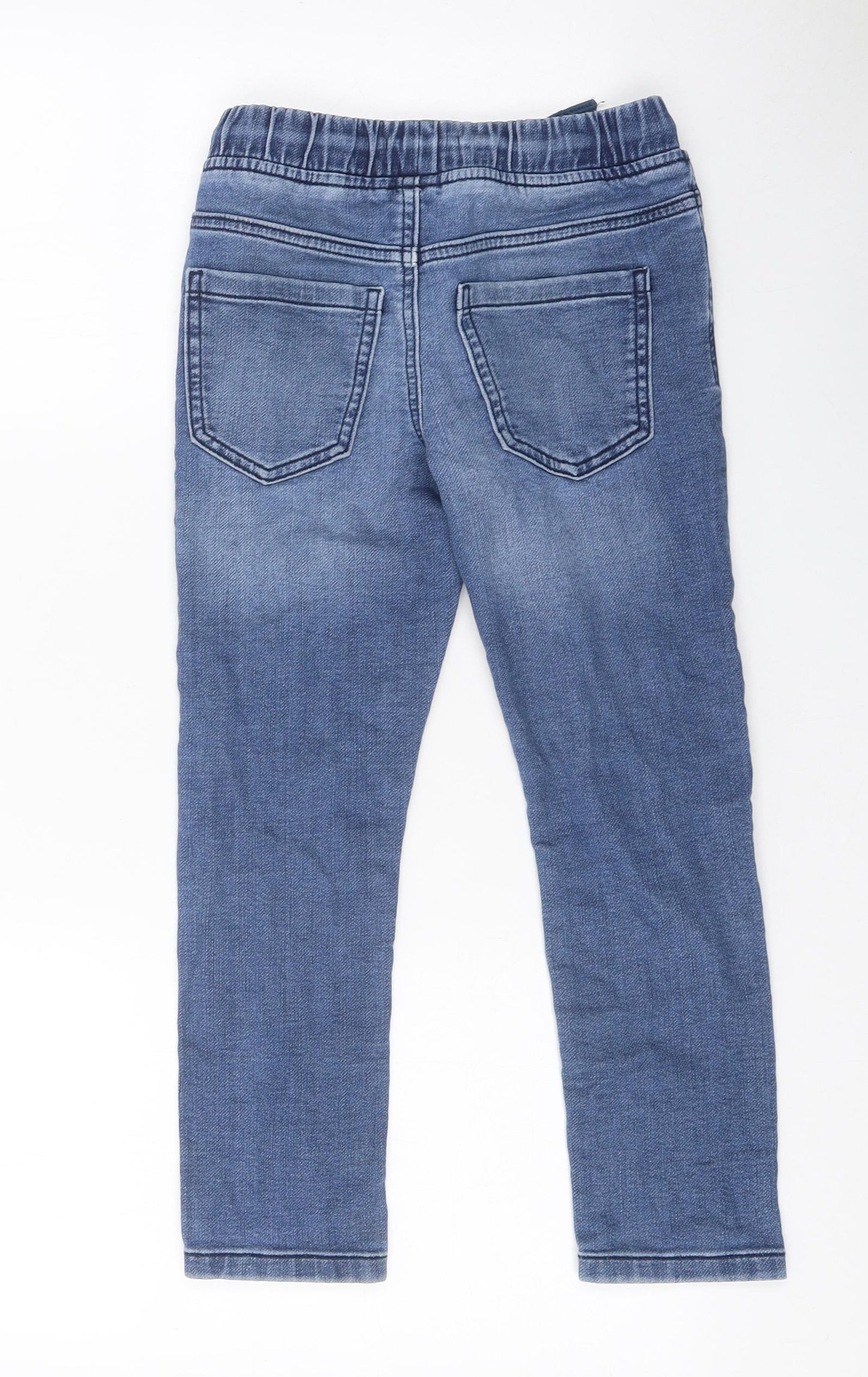 NEXT Boys Blue 100% Cotton Straight Jeans Size 7 Years Regular Drawstring
