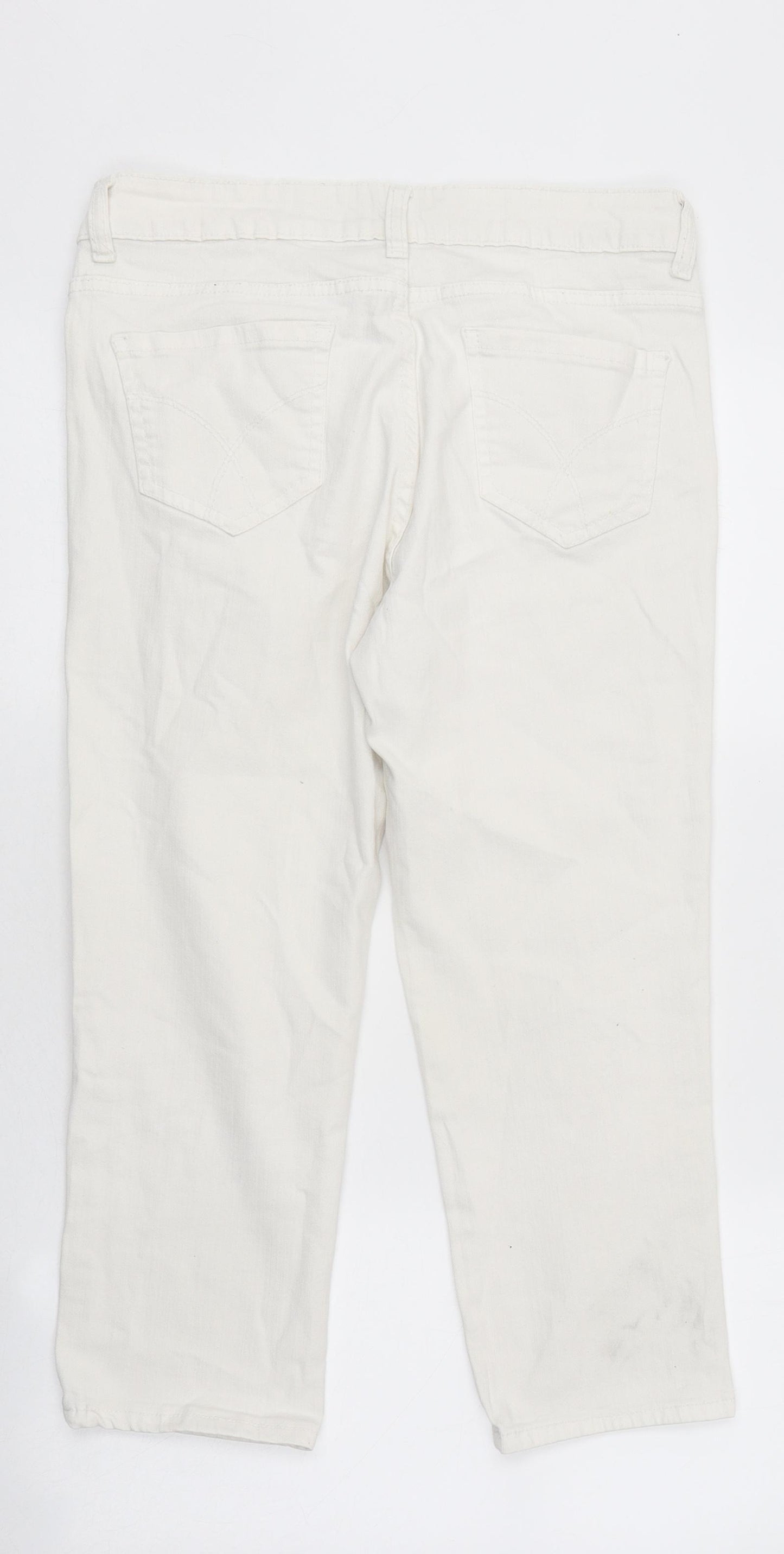 Crew Clothing Womens White 100% Cotton Straight Jeans Size 12 L27 in Regular Zip