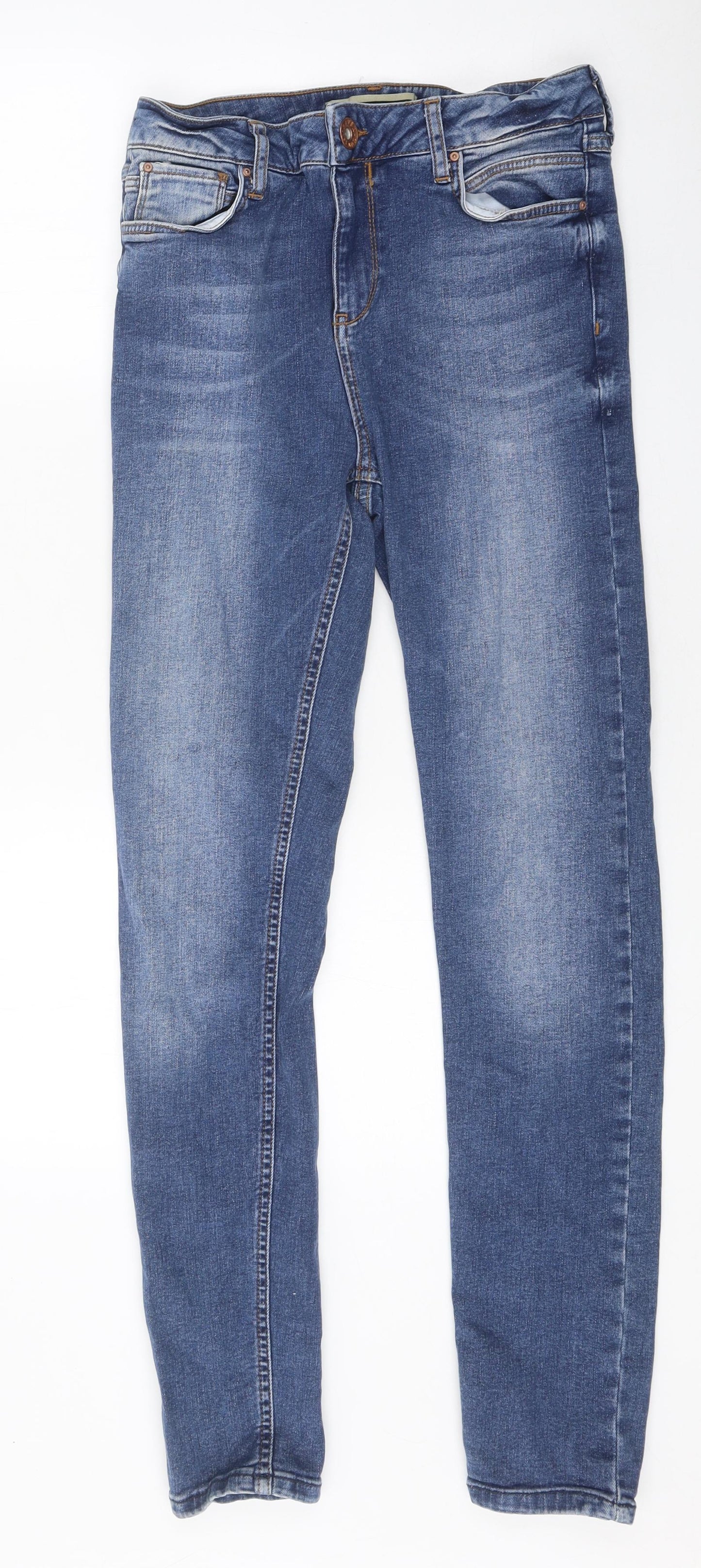 River Island Womens Blue 100% Cotton Skinny Jeans Size 12 L30 in Regular Zip