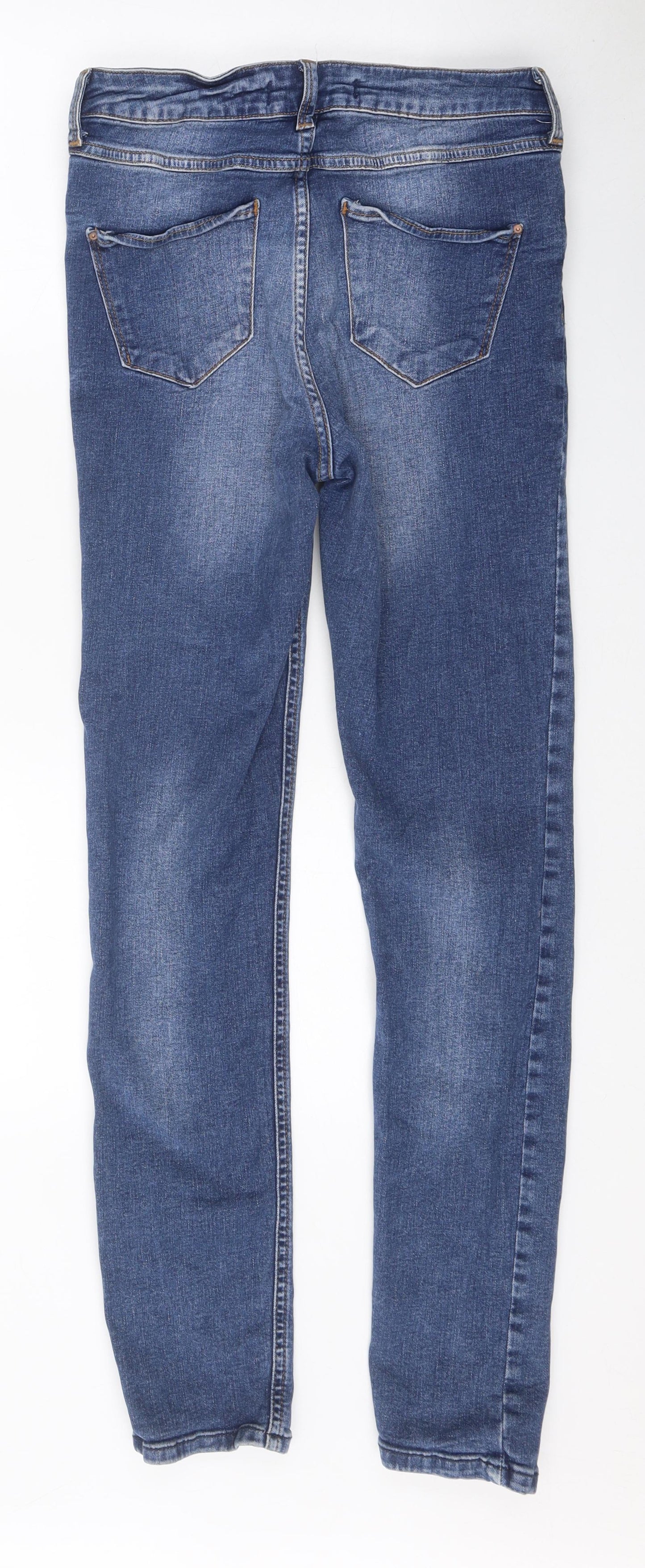 River Island Womens Blue 100% Cotton Skinny Jeans Size 12 L30 in Regular Zip
