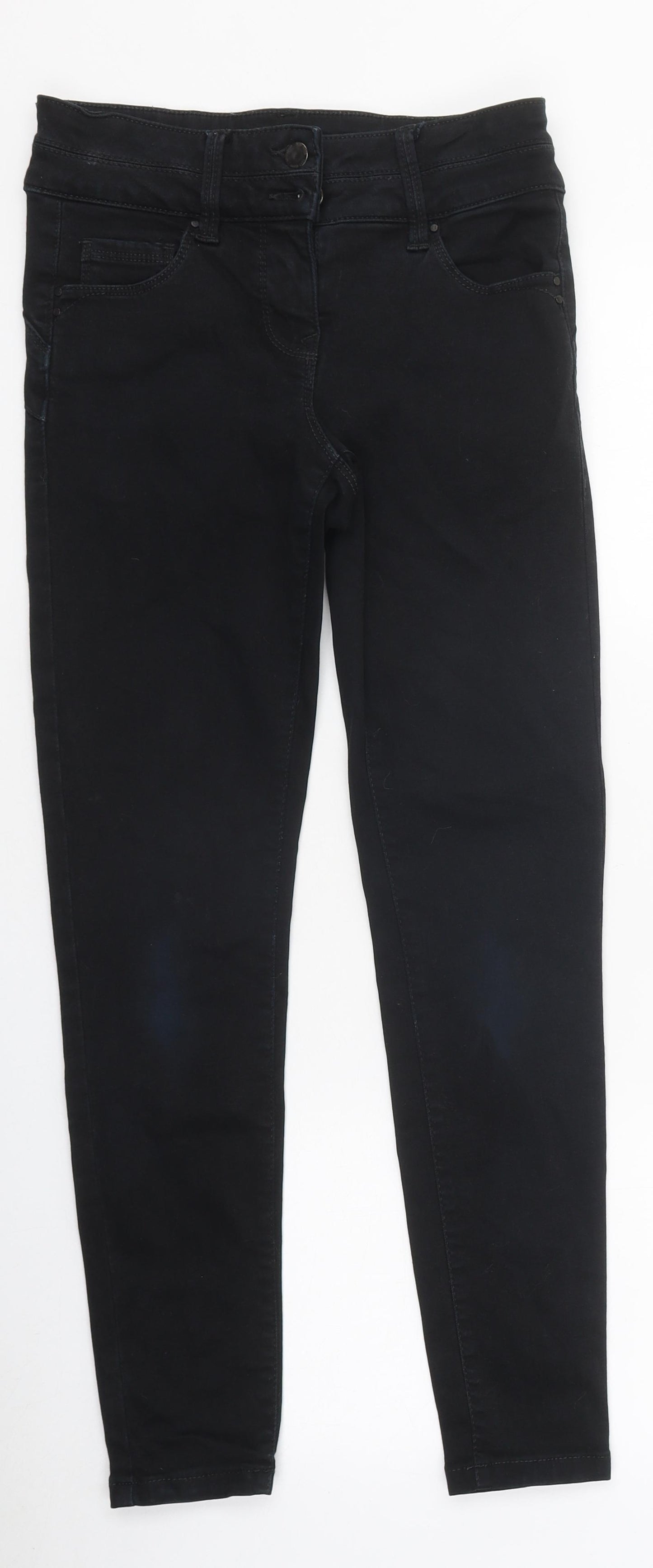 NEXT Womens Black 100% Cotton Skinny Jeans Size 8 L26 in Regular Zip