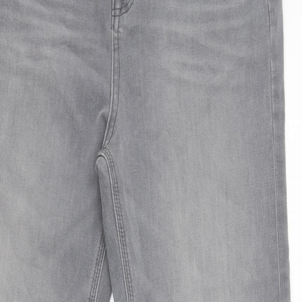 Marks and Spencer Womens Grey 100% Cotton Straight Jeans Size 14 L32 in Regular Zip