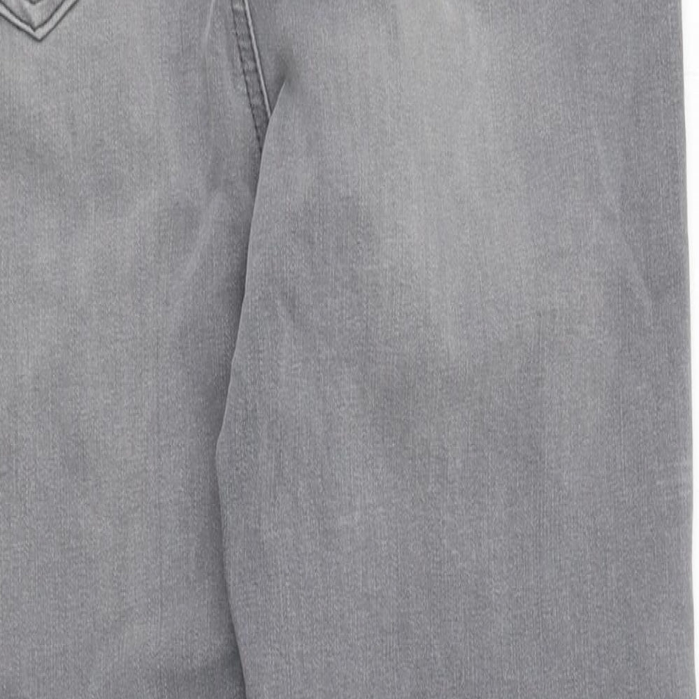 Marks and Spencer Womens Grey 100% Cotton Straight Jeans Size 14 L32 in Regular Zip