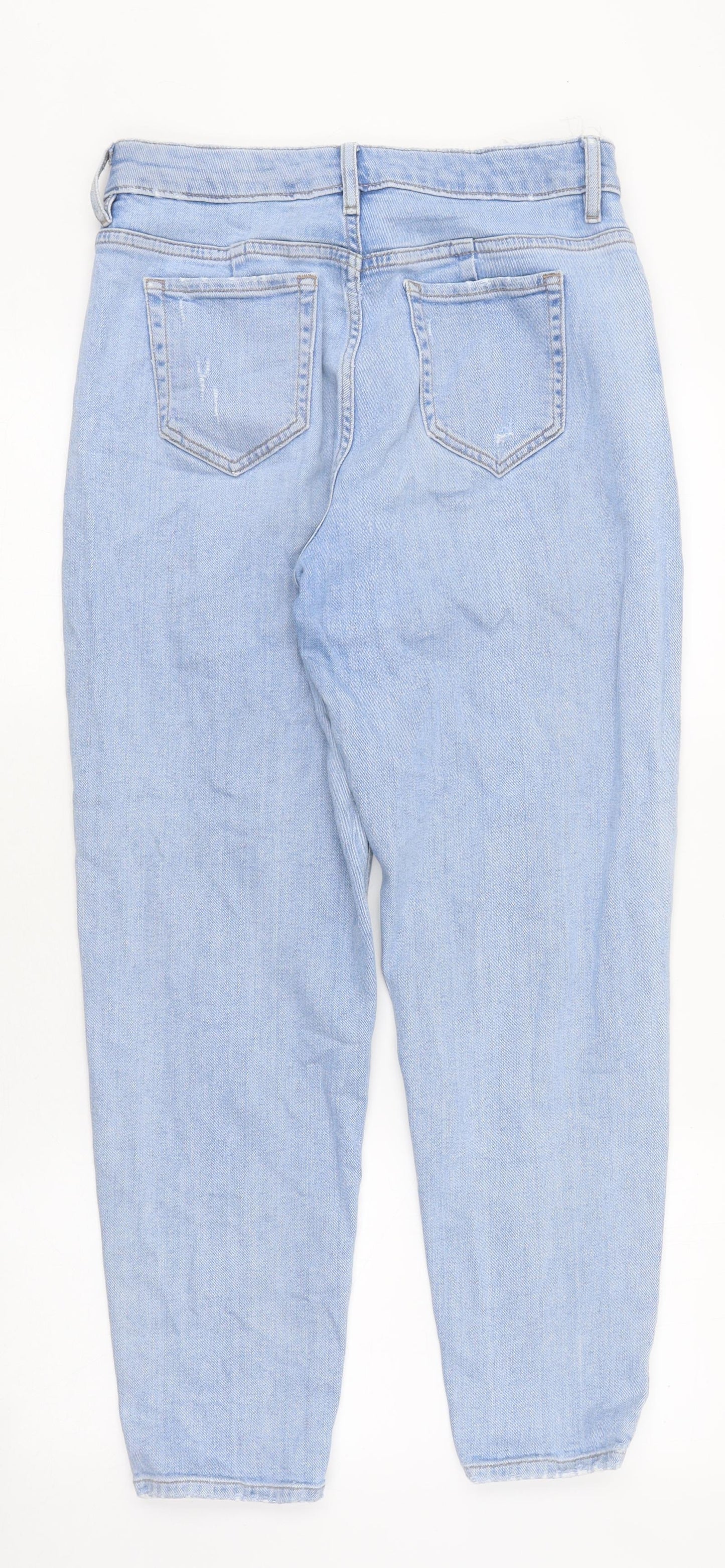 Marks and Spencer Womens Blue 100% Cotton Mom Jeans Size 10 L26 in Regular Zip