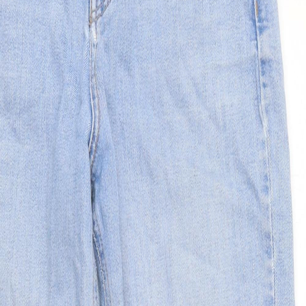 Marks and Spencer Womens Blue 100% Cotton Mom Jeans Size 10 L26 in Regular Zip