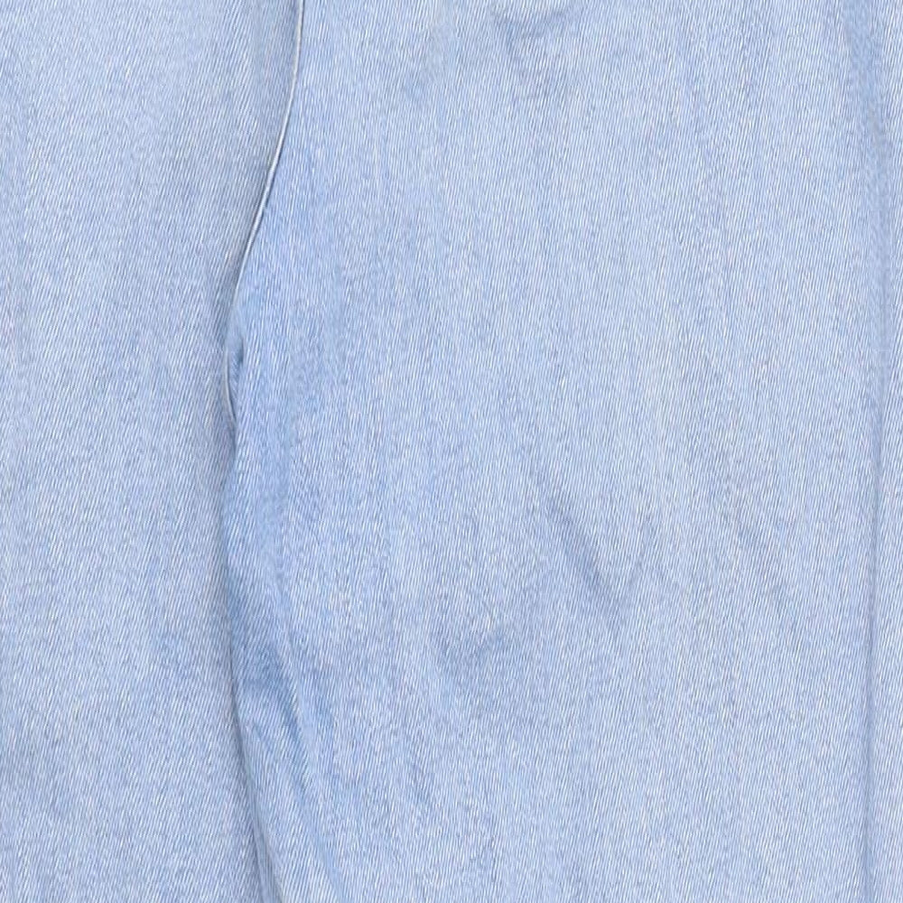 Marks and Spencer Womens Blue 100% Cotton Mom Jeans Size 10 L26 in Regular Zip