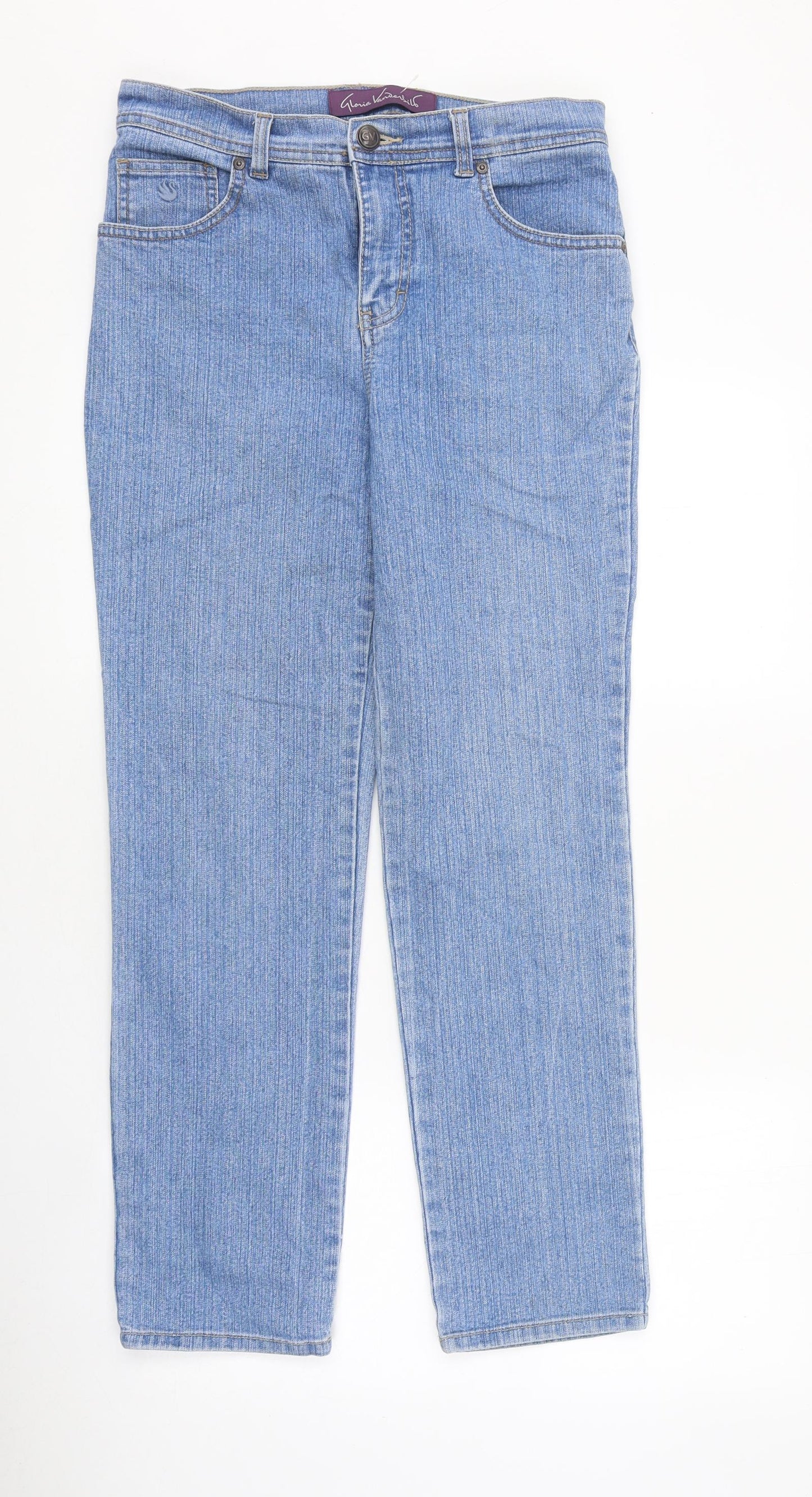 Gloria Vanderbilt Womens Blue 100% Cotton Straight Jeans Size 8 L29 in Regular Zip