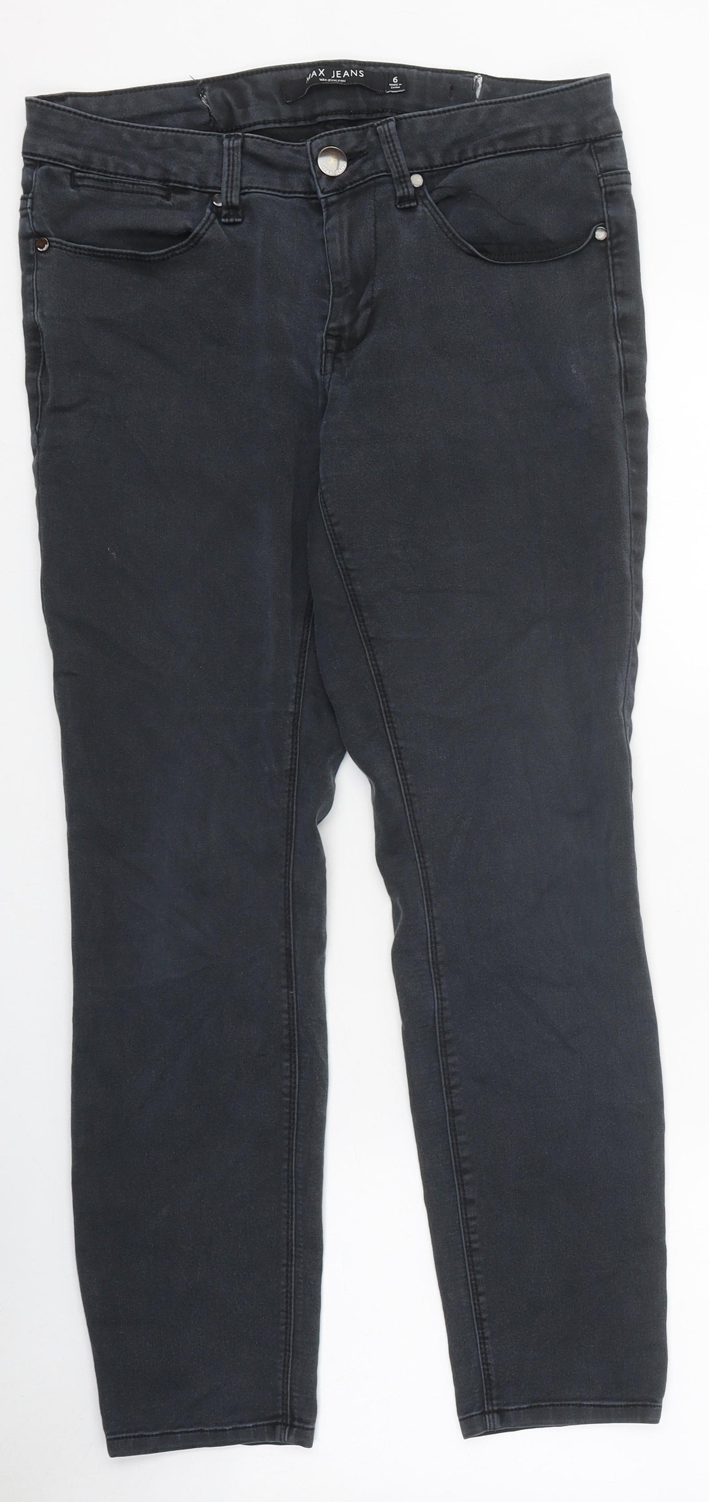 Max Jeans Womens Black 100% Cotton Skinny Jeans Size 6 L26 in Regular Zip