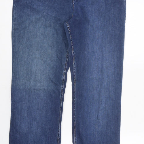 Marks and Spencer Womens Blue 100% Cotton Straight Jeans Size 14 L34 in Regular Zip