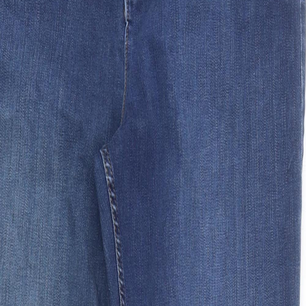 Marks and Spencer Womens Blue 100% Cotton Straight Jeans Size 14 L34 in Regular Zip
