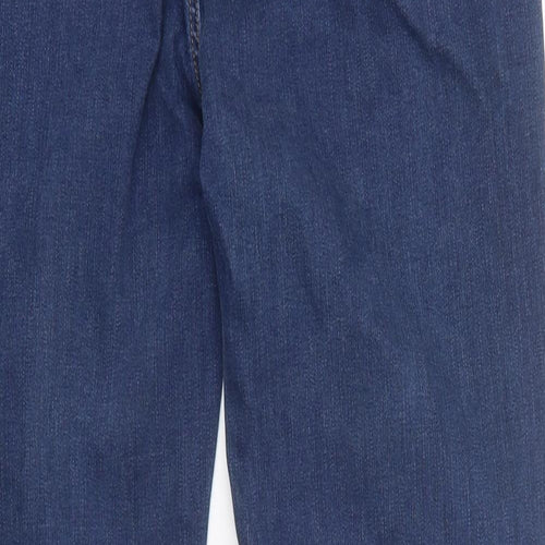 Marks and Spencer Womens Blue 100% Cotton Straight Jeans Size 14 L34 in Regular Zip