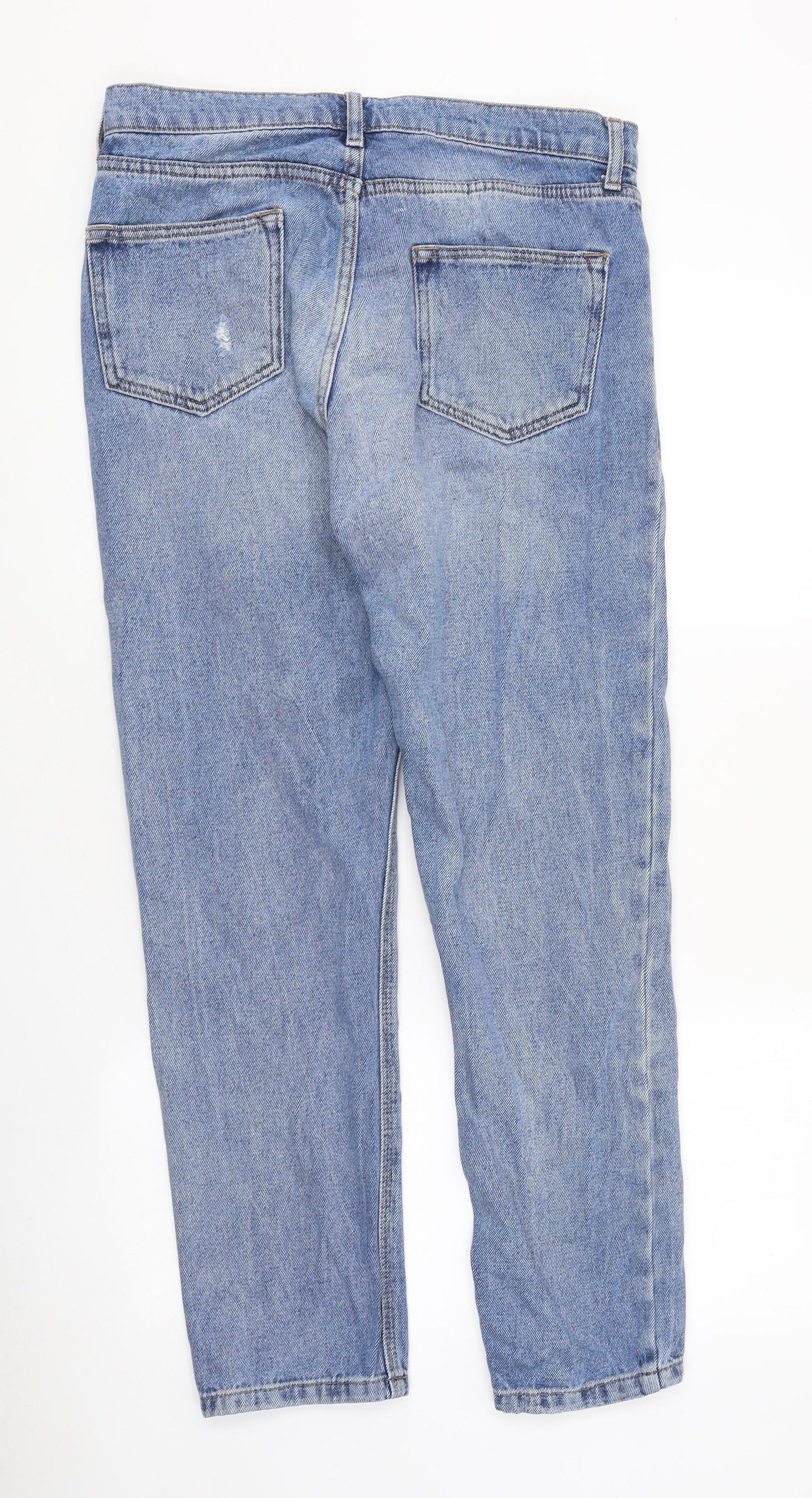 Topman Mens Blue Cotton Straight Jeans Size 30 in L32 in Regular Zip