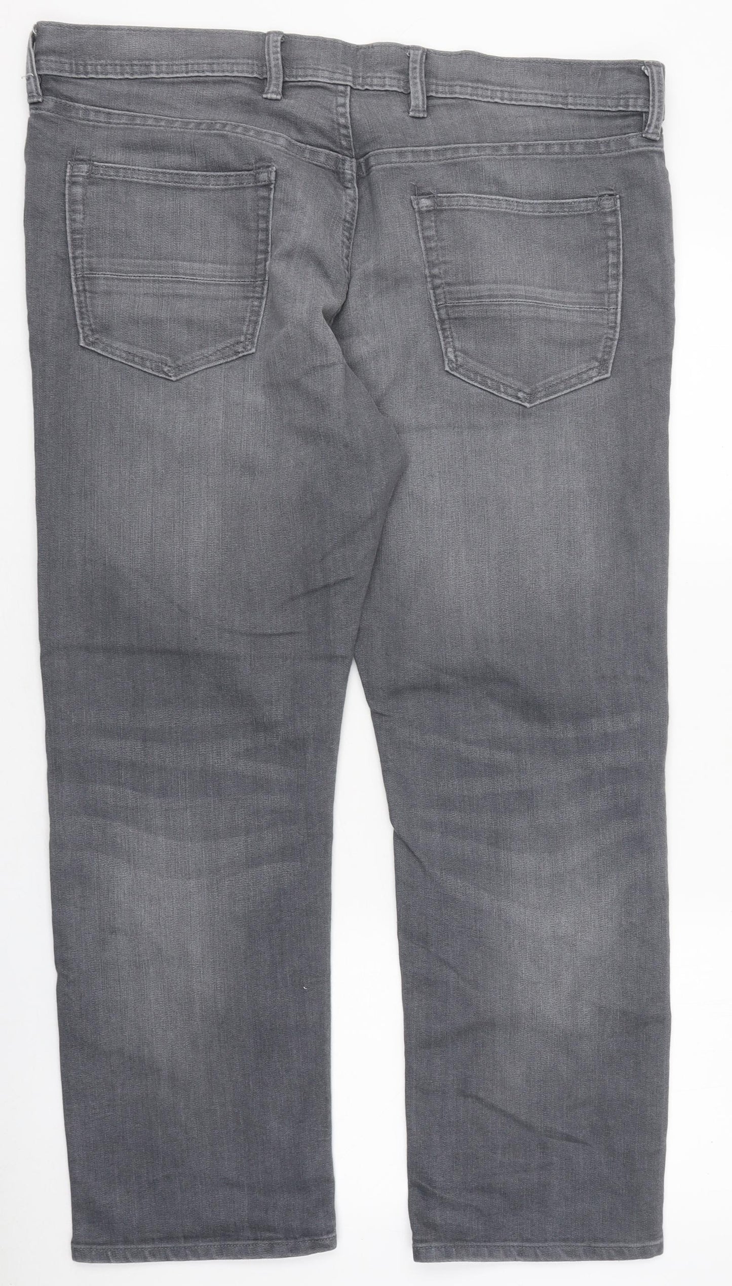 Marks and Spencer Mens Grey Cotton Straight Jeans Size 38 in L29 in Regular Tie