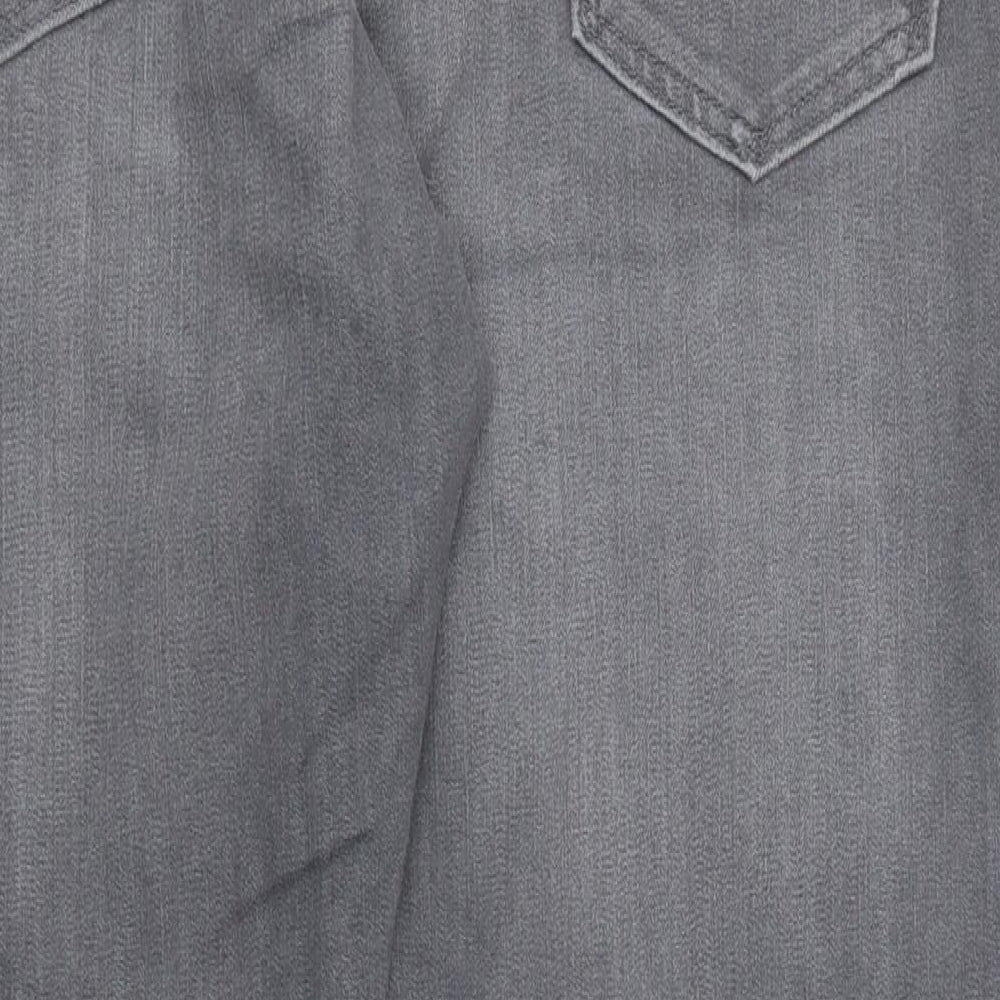 Marks and Spencer Mens Grey Cotton Straight Jeans Size 38 in L29 in Regular Tie