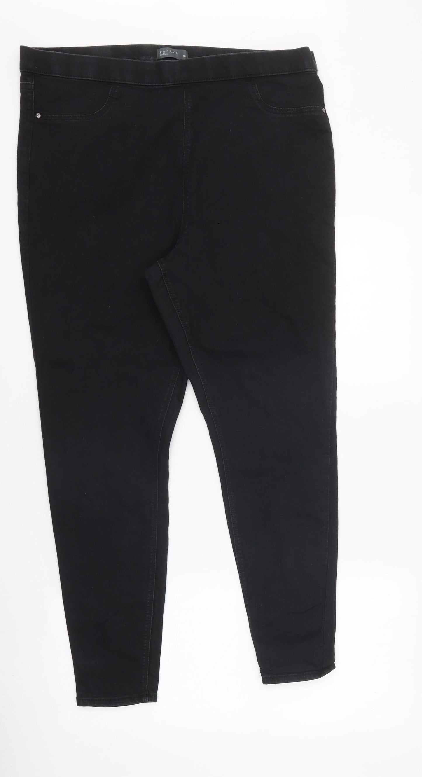 Papaya Womens Black 100% Cotton Jegging Jeans Size 16 L30 in Regular Zip