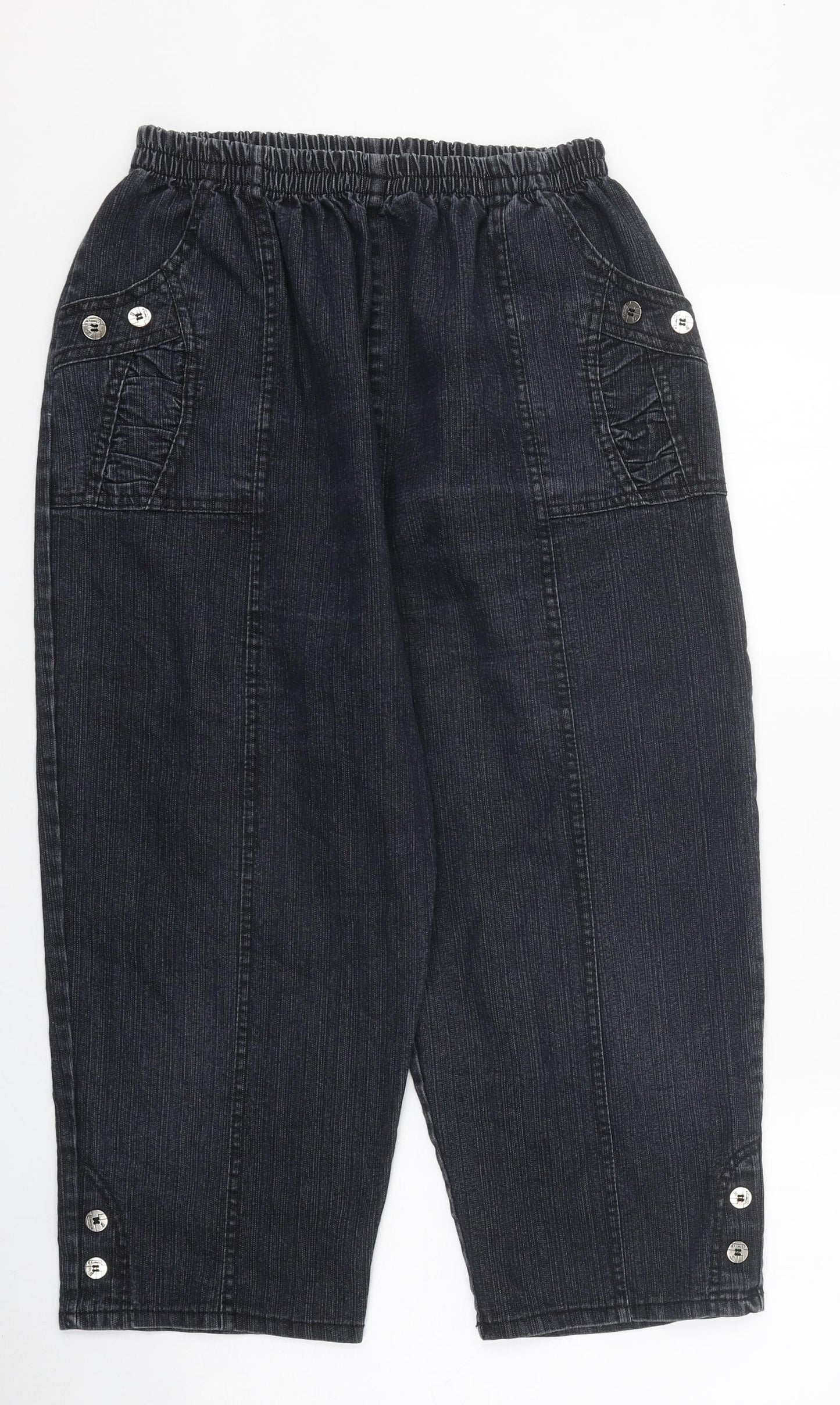 Preworn Womens Black 100% Cotton Cropped Jeans Size 26 in L21 in Regular Tie