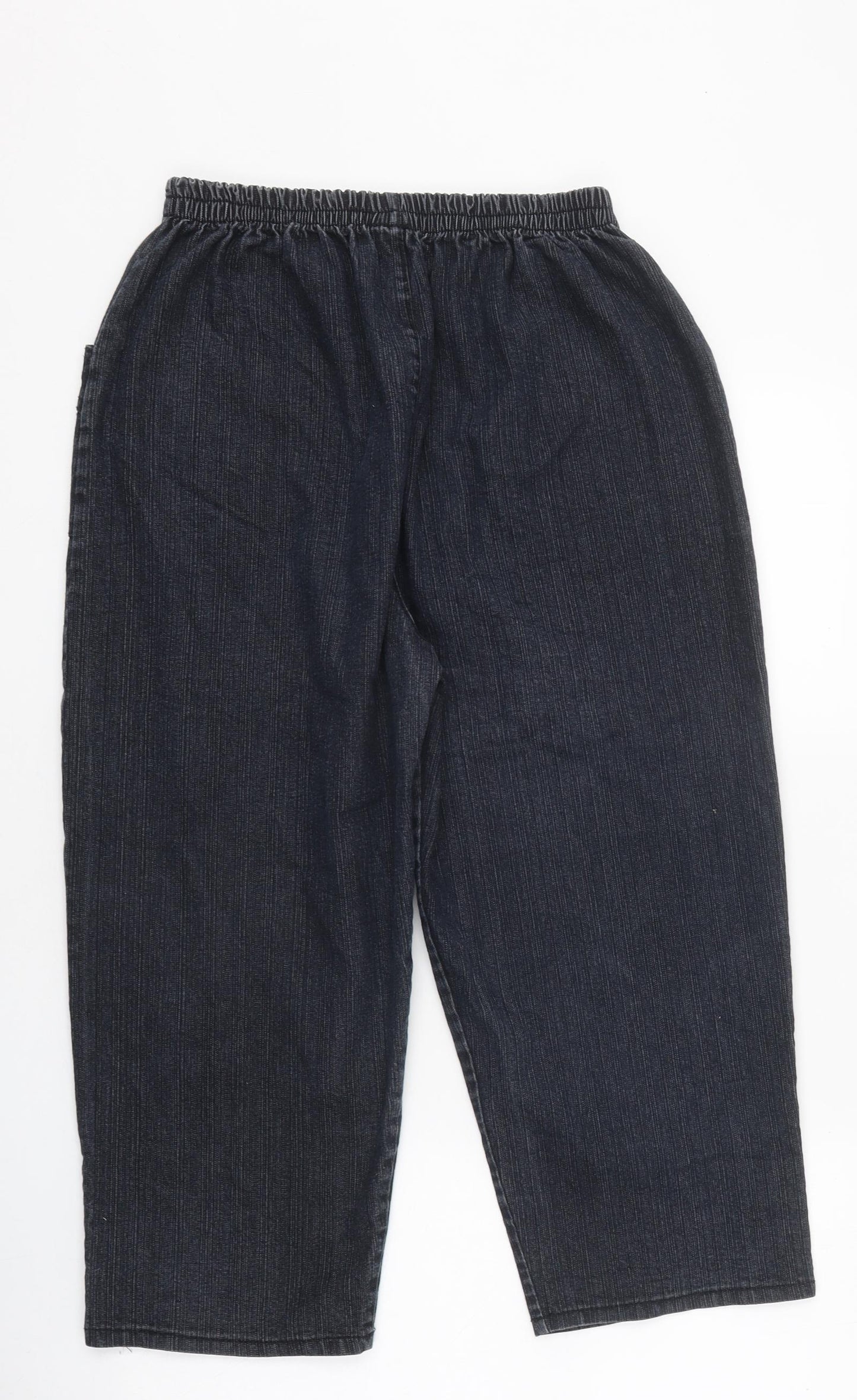 Preworn Womens Black 100% Cotton Cropped Jeans Size 26 in L21 in Regular Tie