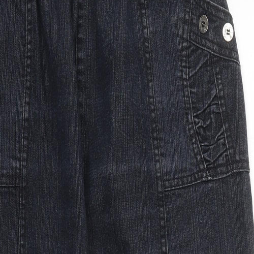 Preworn Womens Black 100% Cotton Cropped Jeans Size 26 in L21 in Regular Tie