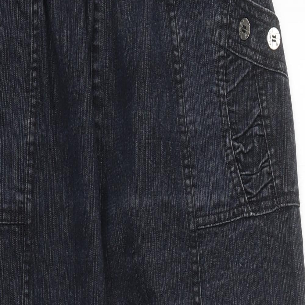 Preworn Womens Black 100% Cotton Cropped Jeans Size 26 in L21 in Regular Tie