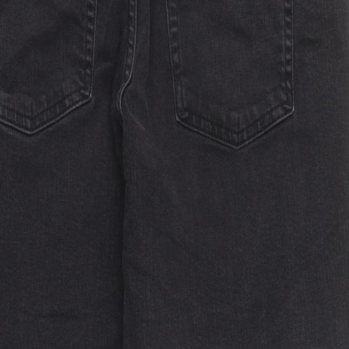 Marks and Spencer Womens Black Acetate Mom Jeans Size 16 L25 in Regular Zip - Short