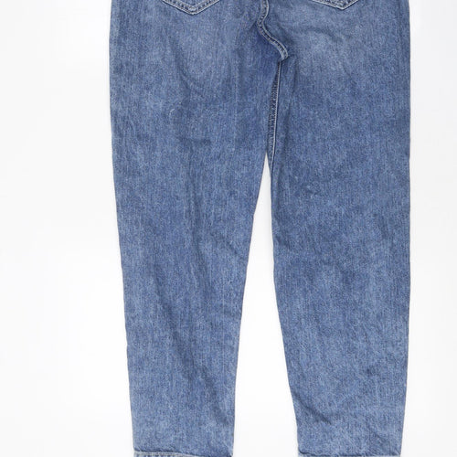 Marks and Spencer Womens Blue 100% Cotton Mom Jeans Size 10 L26 in Regular Zip