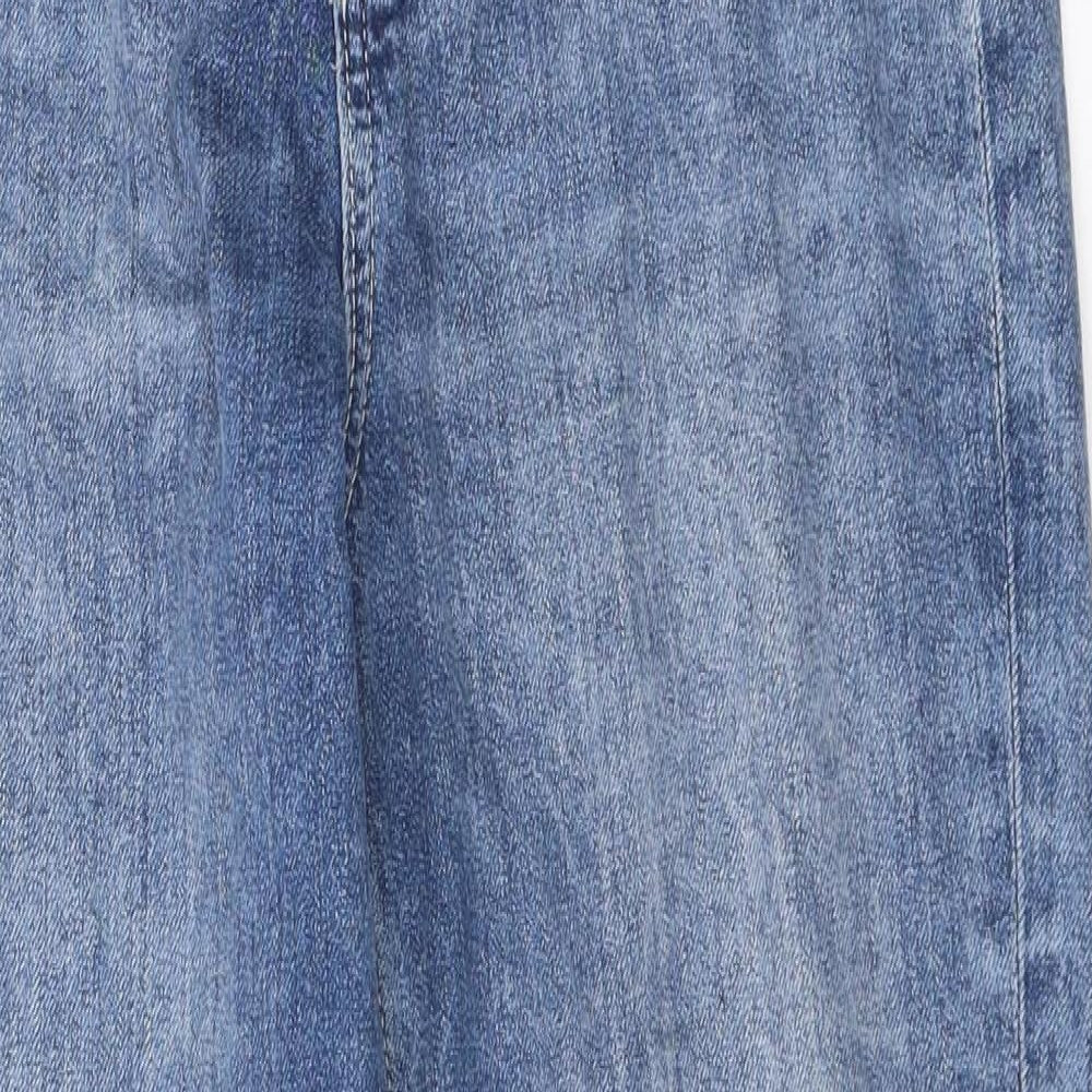 Marks and Spencer Womens Blue 100% Cotton Mom Jeans Size 10 L26 in Regular Zip