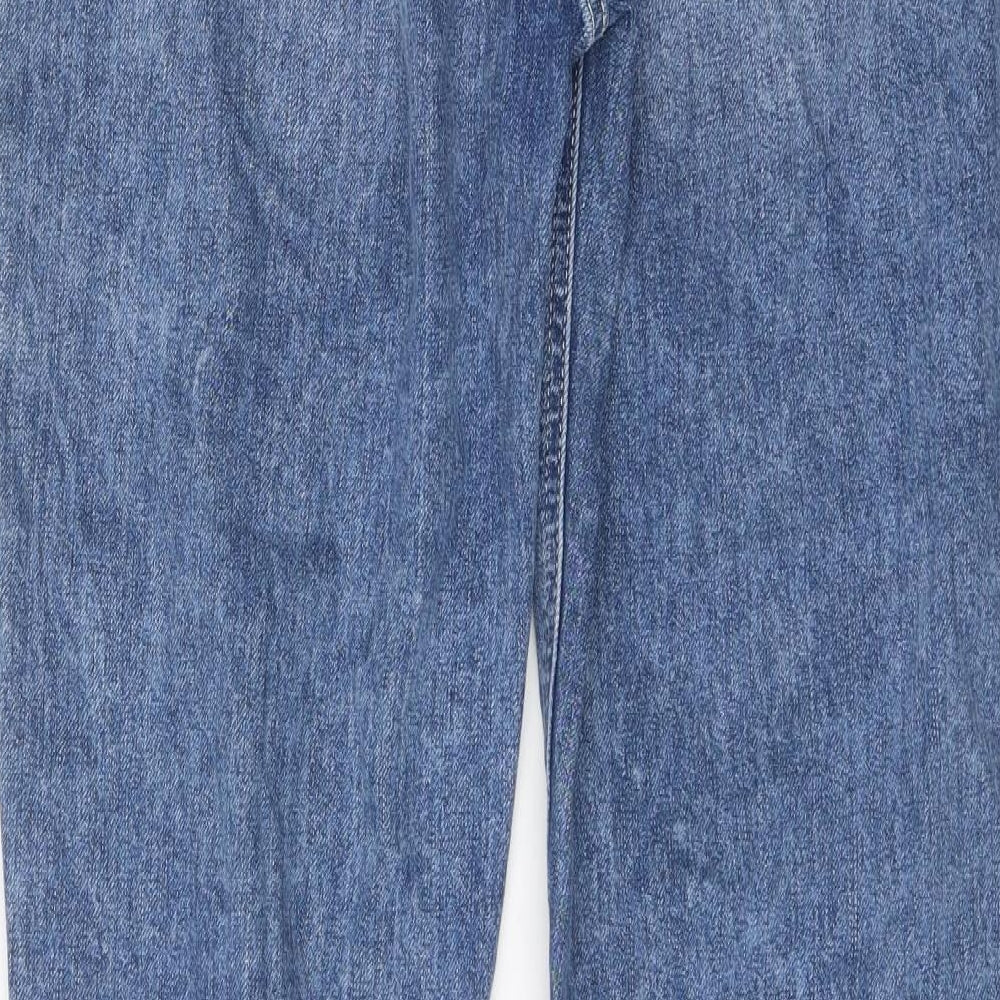 Marks and Spencer Womens Blue 100% Cotton Mom Jeans Size 10 L26 in Regular Zip