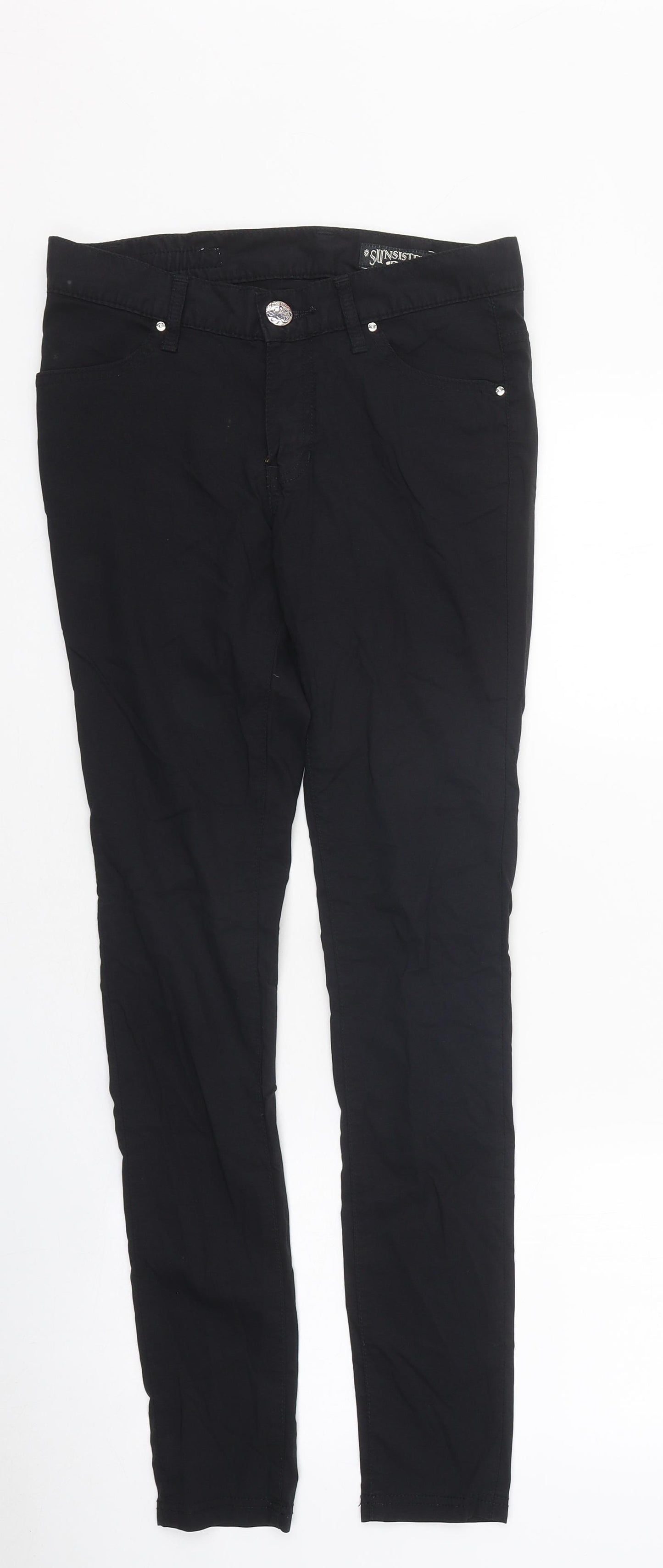 Sinister Womens Black 100% Cotton Skinny Jeans Size S L26 in Regular Zip