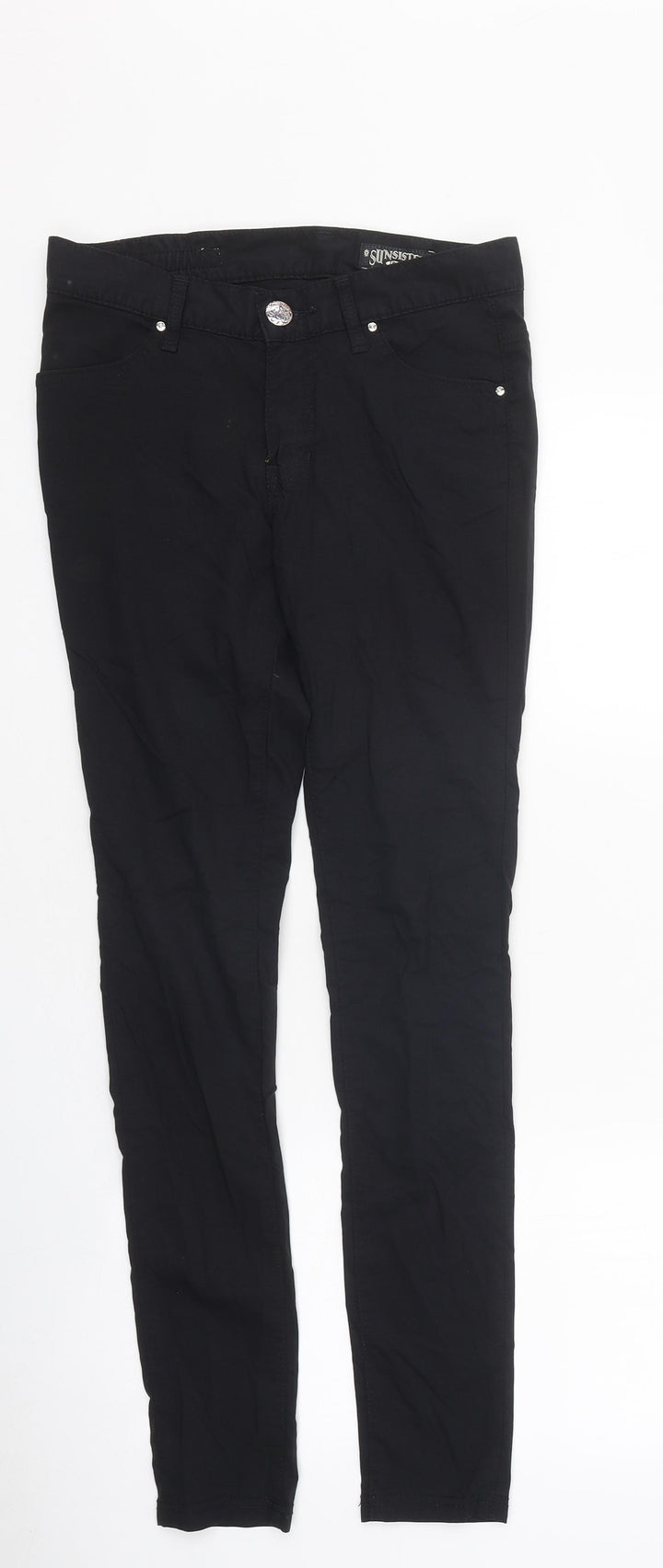 Sinister Womens Black 100% Cotton Skinny Jeans Size S L26 in Regular Zip