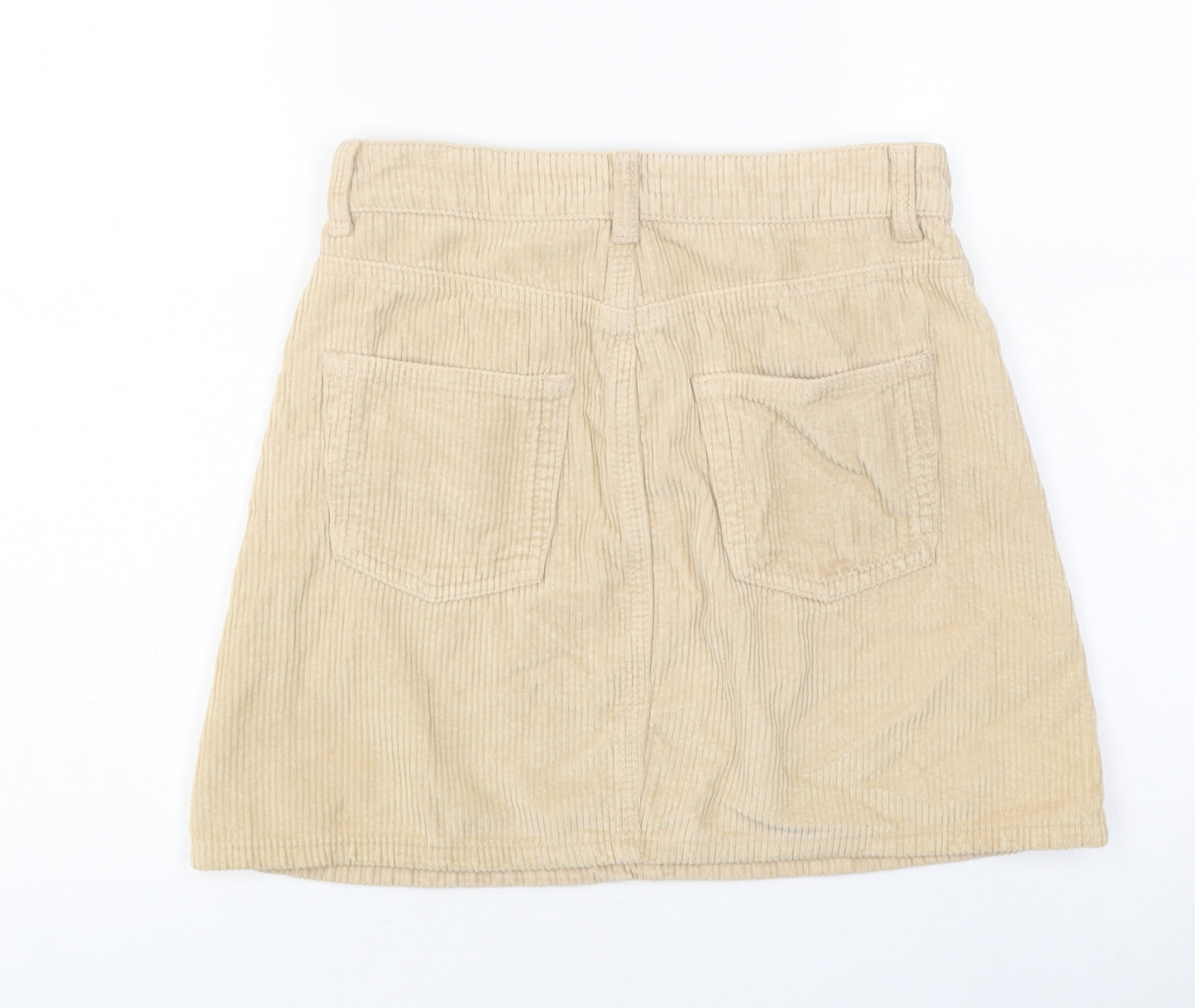 Topshop Womens Beige Cotton A-Line Skirt Size 6 Zip