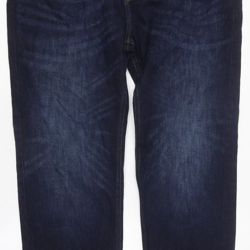 Marks and Spencer Mens Blue Coir Straight Jeans Size 40 in L33 in Regular Zip