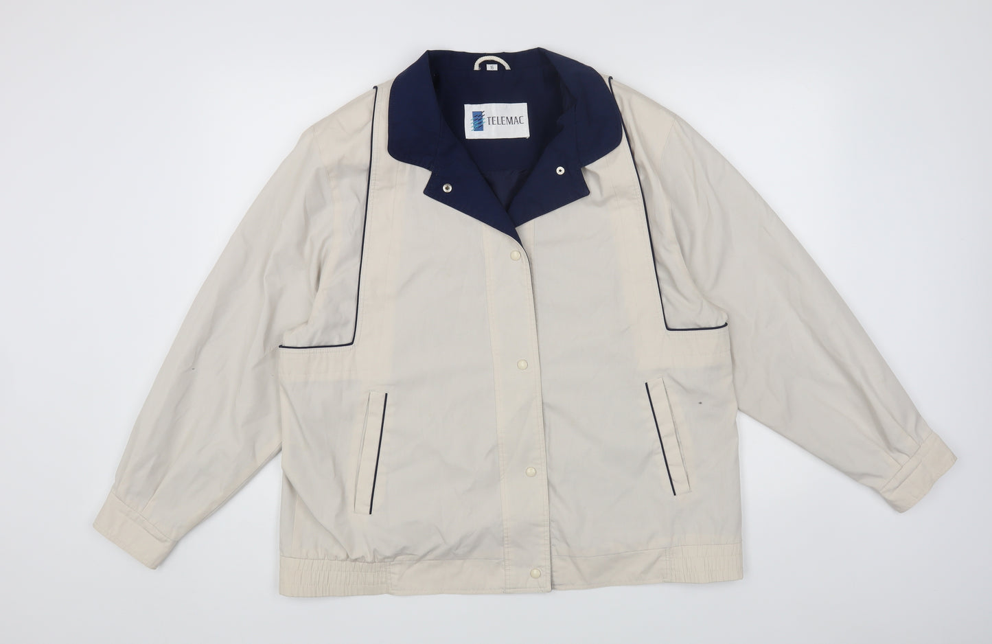 Telemac Womens Beige Windbreaker Coat Size 16 Snap