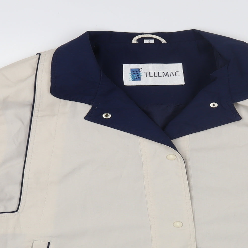 Telemac Womens Beige Windbreaker Coat Size 16 Snap