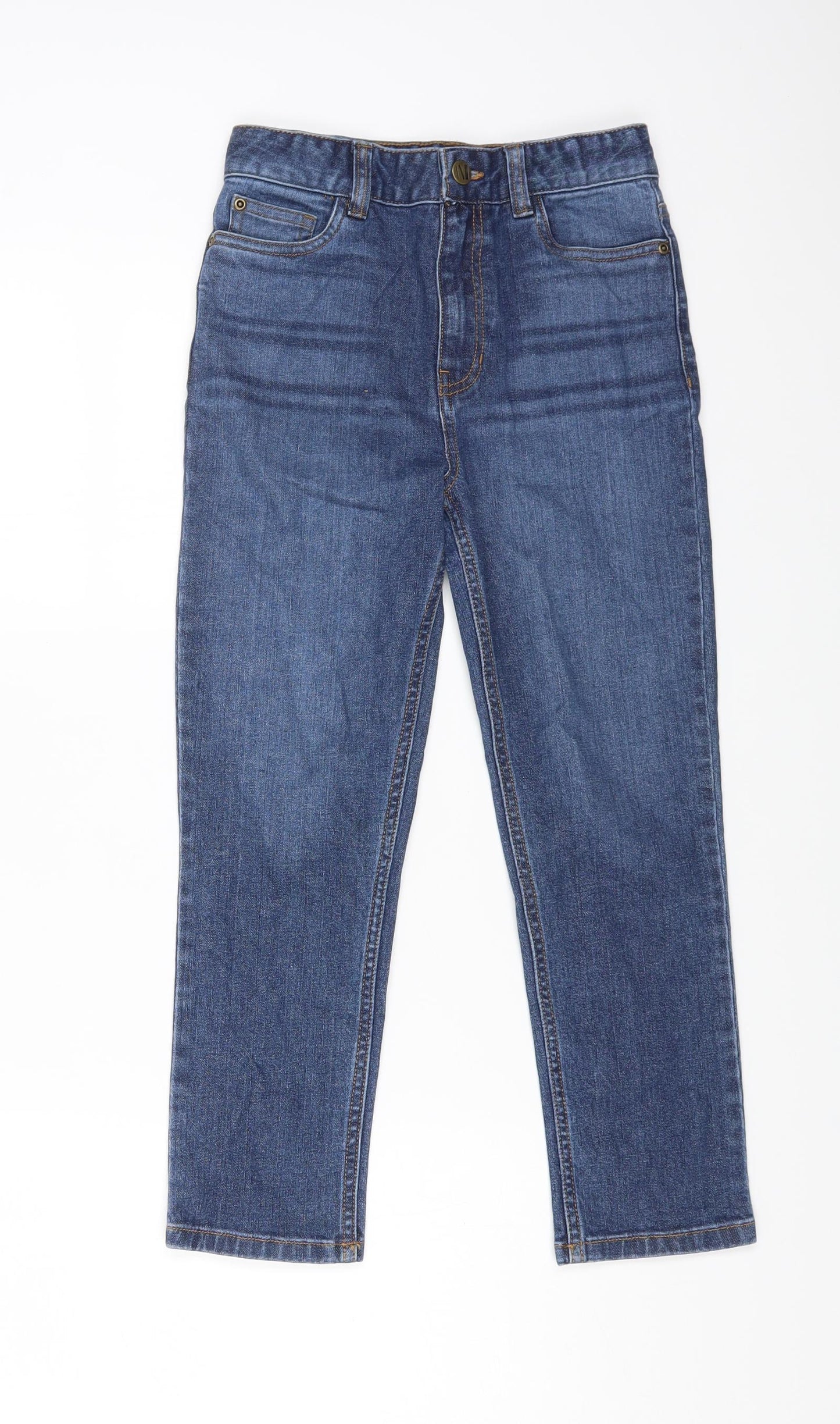 John Lewis Girls Blue Cotton Straight Jeans Size 8 Years L20 in Regular Zip